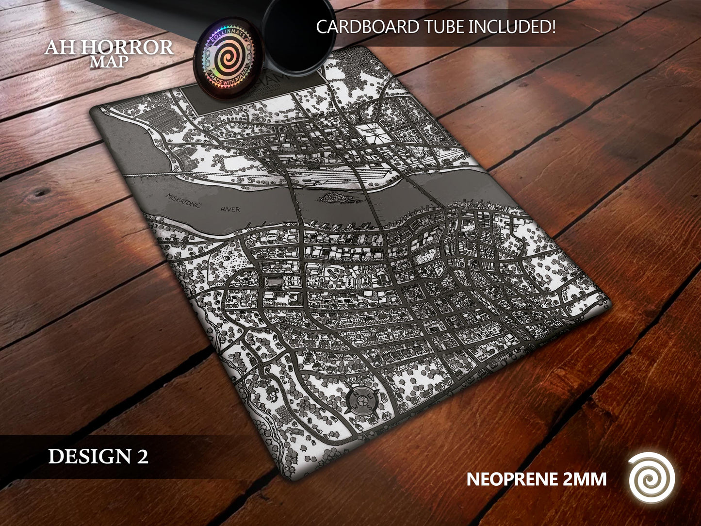 Arkham Map Playmat – for Lovecraftian Lovers/ Board Games (Arkham Horror, LCG, Mansions of Madness, Call of Cthulhu, Cthulhu: Death May Die)