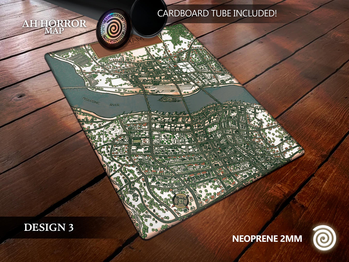 Arkham Map Playmat – for Lovecraftian Lovers/ Board Games (Arkham Horror, LCG, Mansions of Madness, Call of Cthulhu, Cthulhu: Death May Die)