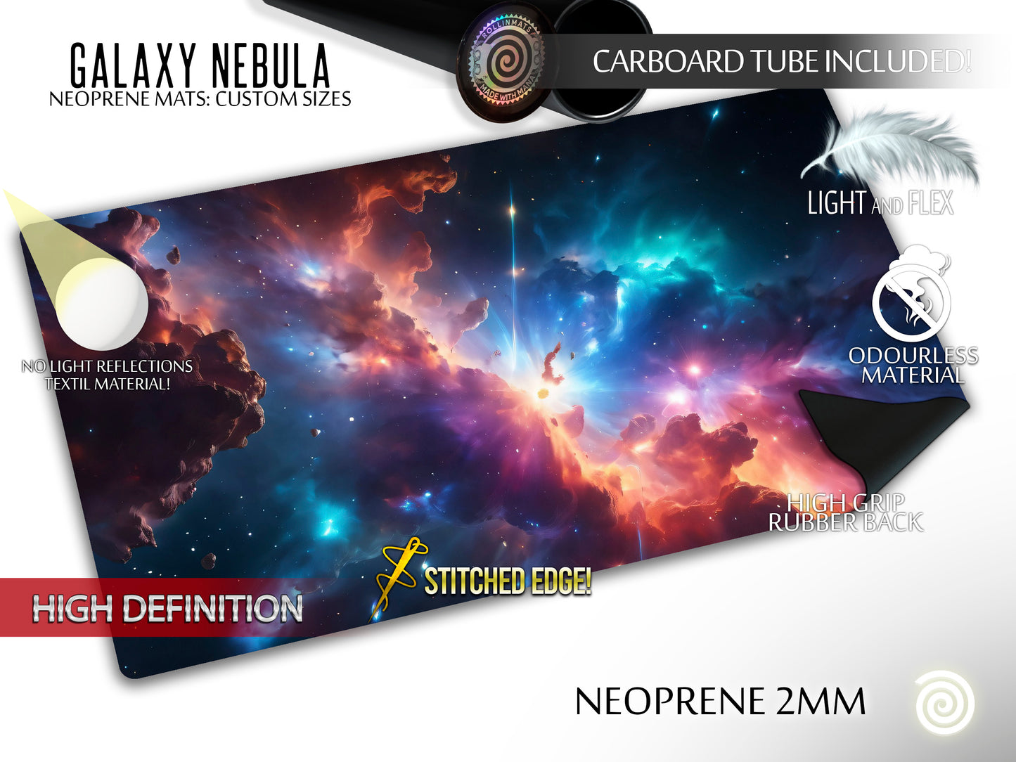 Galaxy Nebula 5 Neoprene mats Custom Sizes