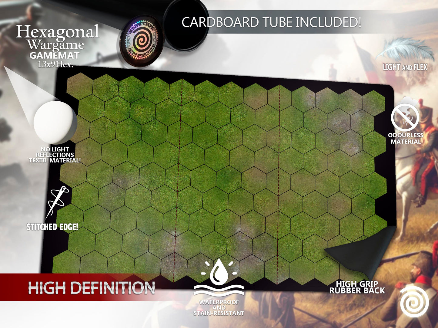 Hexagonal Wargame Gamemat (9x13 Hexagons)