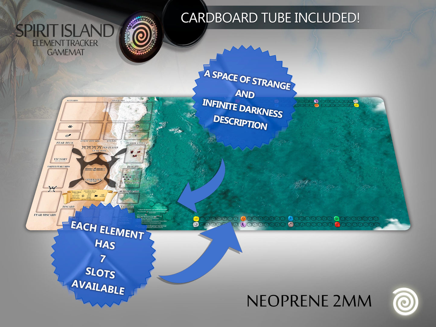 Spirit Island Element tracker compatible Gamemat