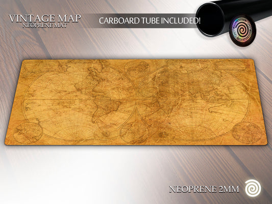 Vintage map Neoprene mat Custom Sizes