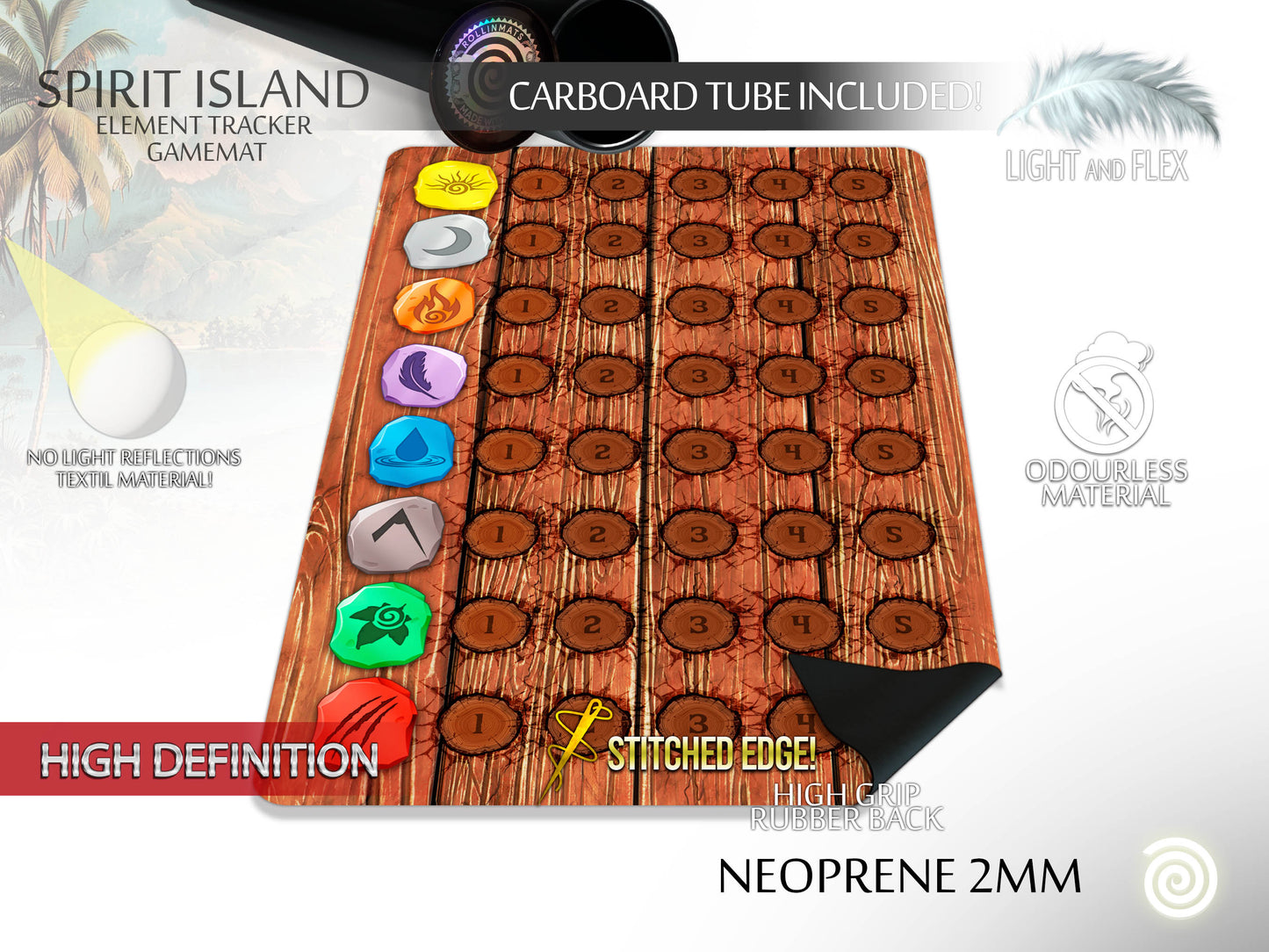 Spirit Island Element tracker compatible Gamemat