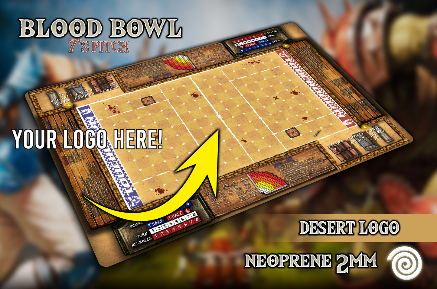 New Edition! 7's pitch Blood Bowl Gamemat (Revisado con reglas 2a Edición 2020.)