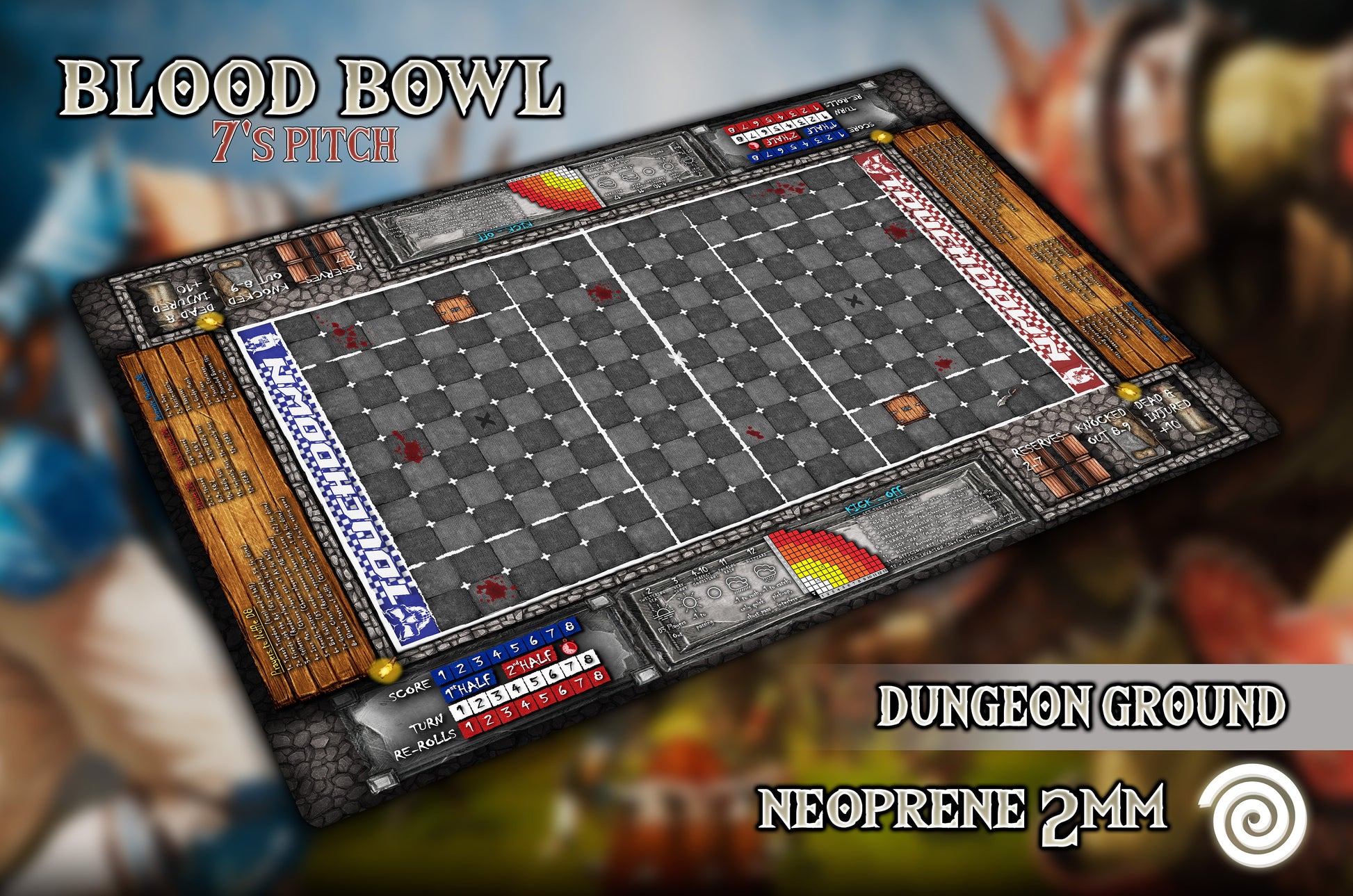 New Edition! 7's pitch Blood Bowl Gamemat (Revisado con reglas 2a Edición 2020.)