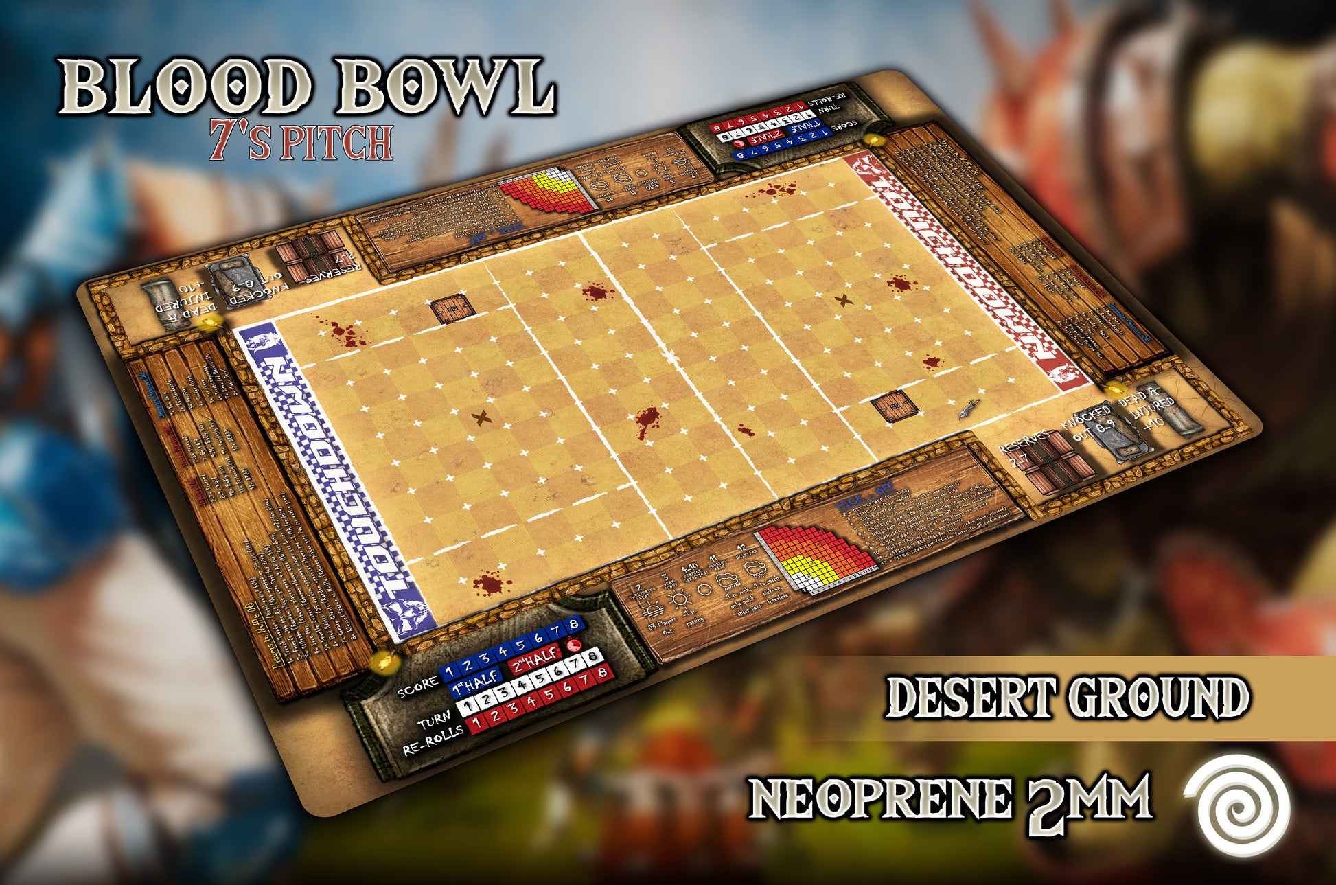 New Edition! 7's pitch Blood Bowl Gamemat (Revisado con reglas 2a Edición 2020.)