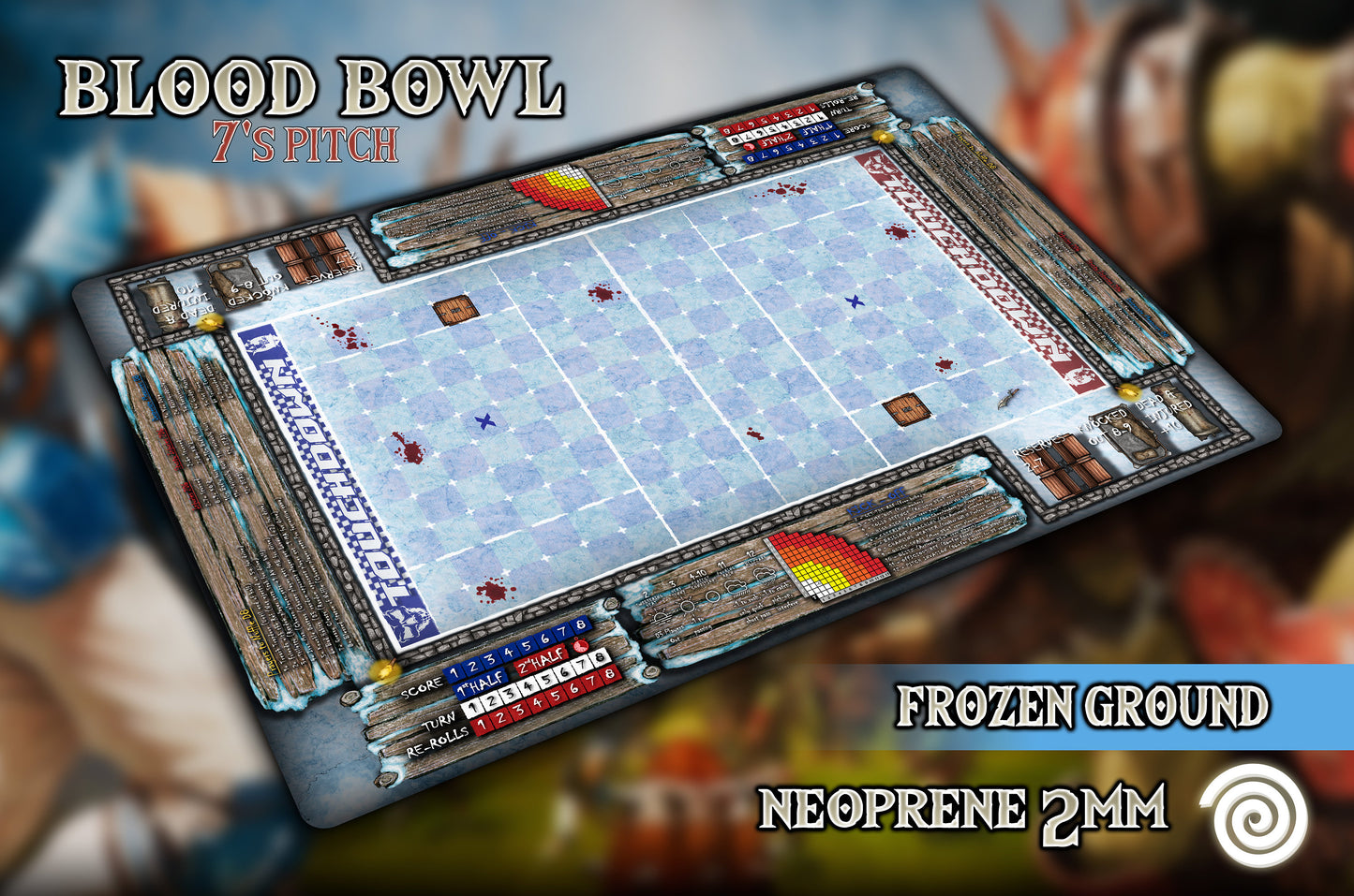 New Edition! 7's pitch Blood Bowl Gamemat (Revisado con reglas 2a Edición 2020.)