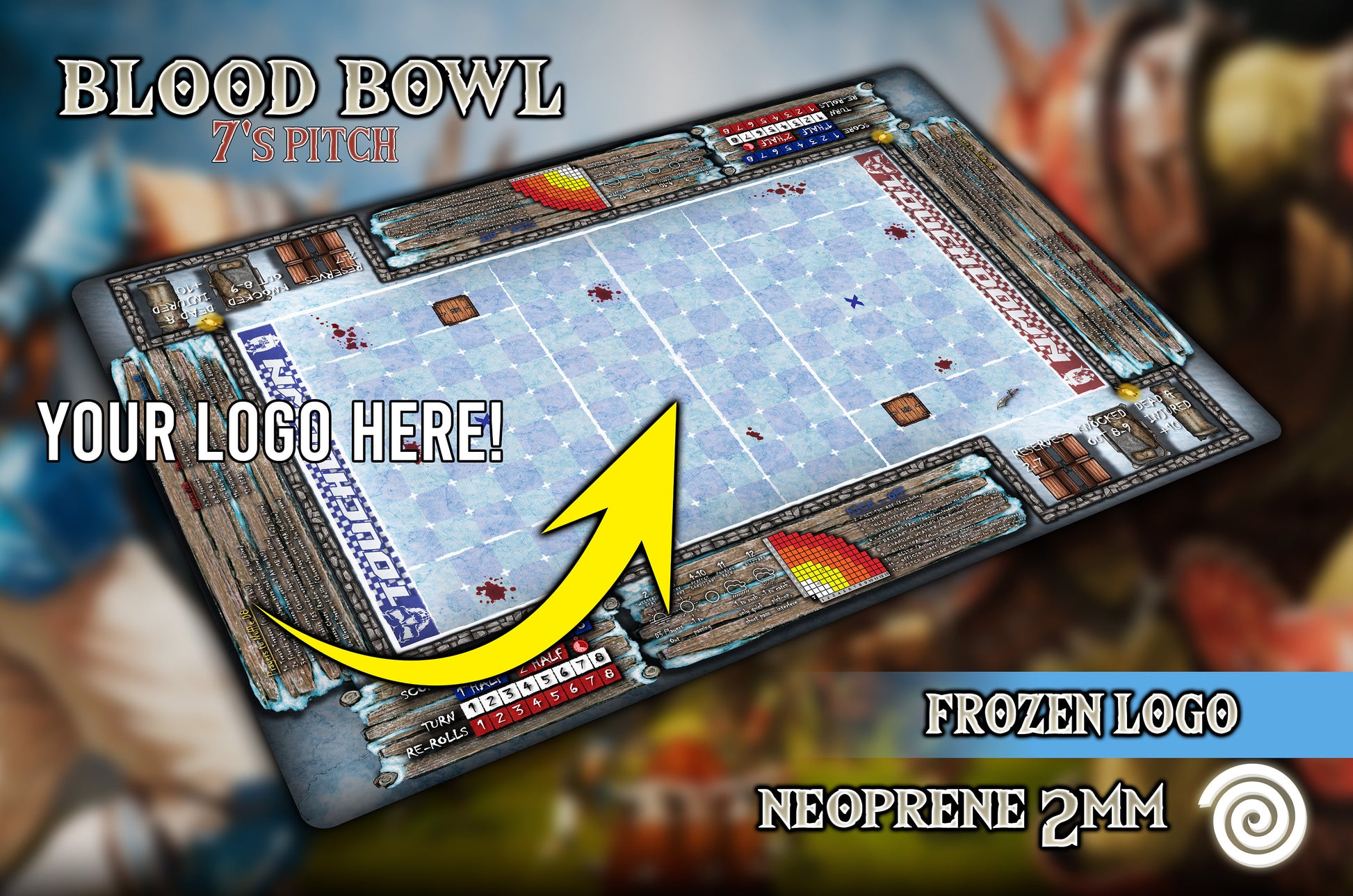 New Edition! 7's pitch Blood Bowl Gamemat (Revisado con reglas 2a Edición 2020.)