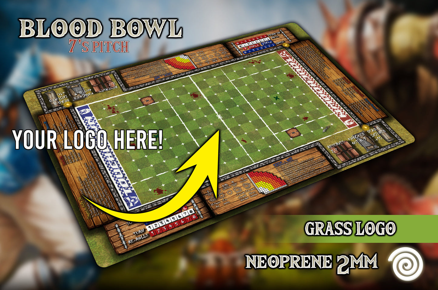 New Edition! 7's pitch Blood Bowl Gamemat (Revisado con reglas 2a Edición 2020.)