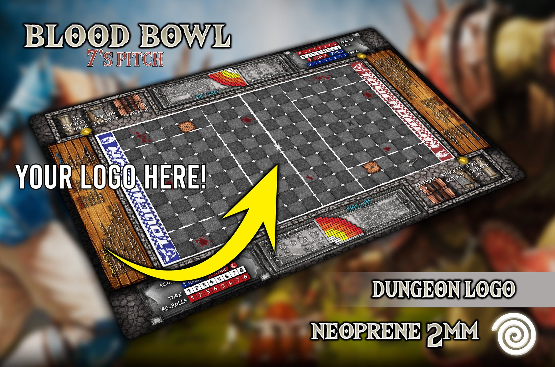 New Edition! 7's pitch Blood Bowl Gamemat (Revisado con reglas 2a Edición 2020.)